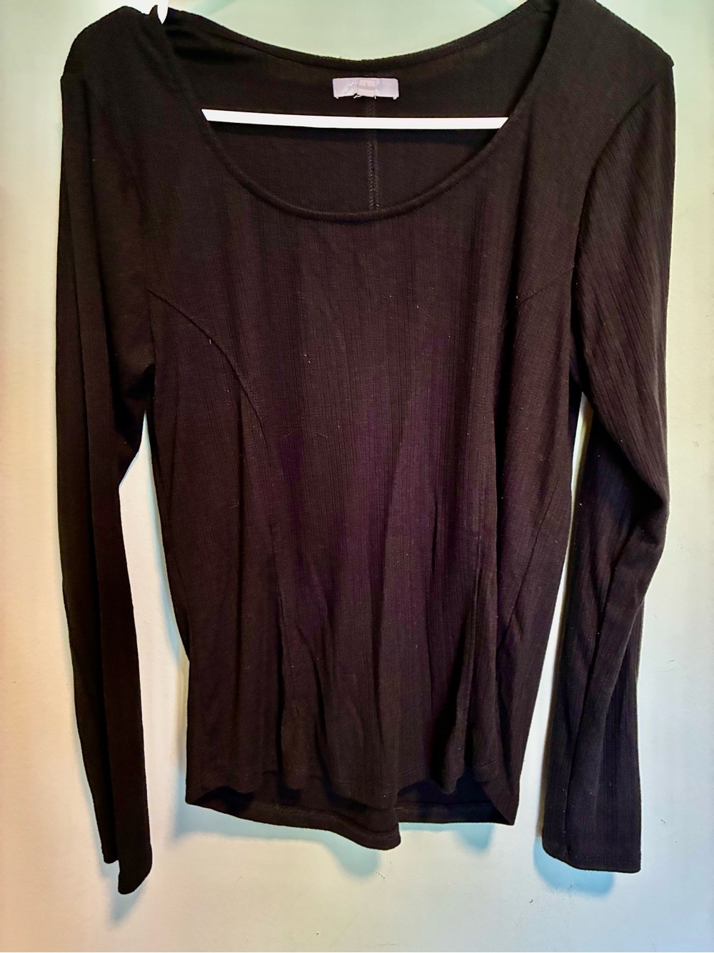 Maurices Black Long-Sleeve Scoop Neck Top